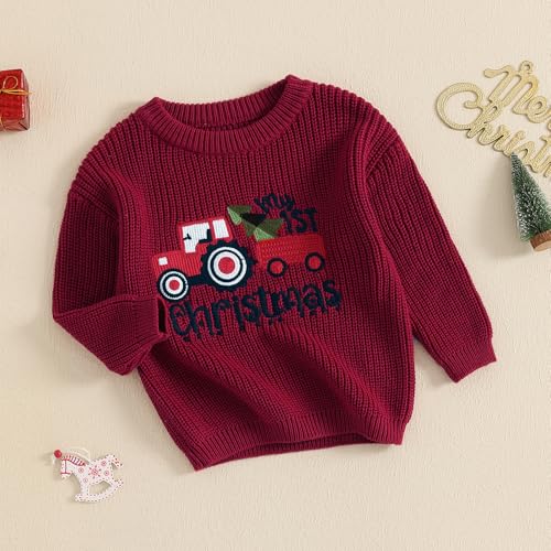 Toddler Baby Boy Girl Christmas Outfit Knit Sweater Crewnck Sweatshirt Pullover Warm Top Infant Fall Winter Clothes3