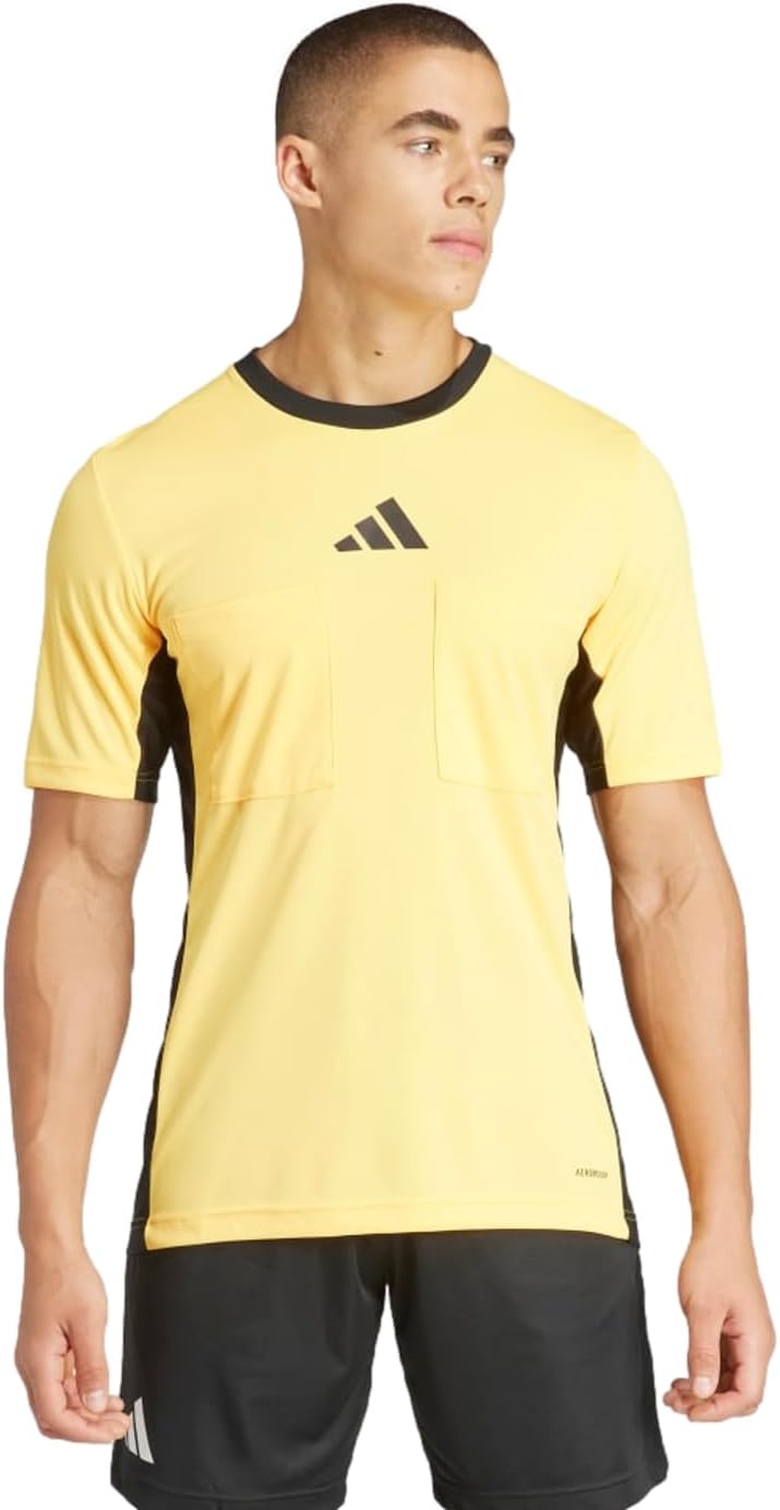 adidas Men's Soccer Referee Jersey - Lightweight, Fast-Drying, AEROREADY Moisture Management, Black & Yellow Color Options (US, Alpha, X-Large, Regular, Regular, Yellow)