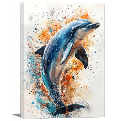 Art mural peinture affiche dauphin de bohême pour salon et chambre 40x60cm