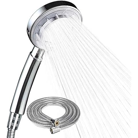HONZUEN Shower Head with Hose Set 1.5M, Water Saving High Pressure Shower Head, Universal Handheld Shower Head for Low Water Pressure with 3 Sprays Settings Cover