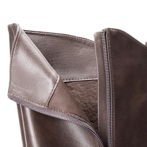 DREAM PAIRS DREAM PAIRS Women's Knee High Boots, Buckle Riding Boots,Size 10,Brown-1,UNCLE