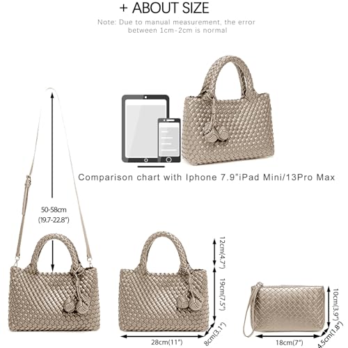 Image of Woven Tote Bag for Women with Coin Purse, Foldable Chain Small Crossbody Handbags, Fashion Shoulder Bag, Hobo Satchel