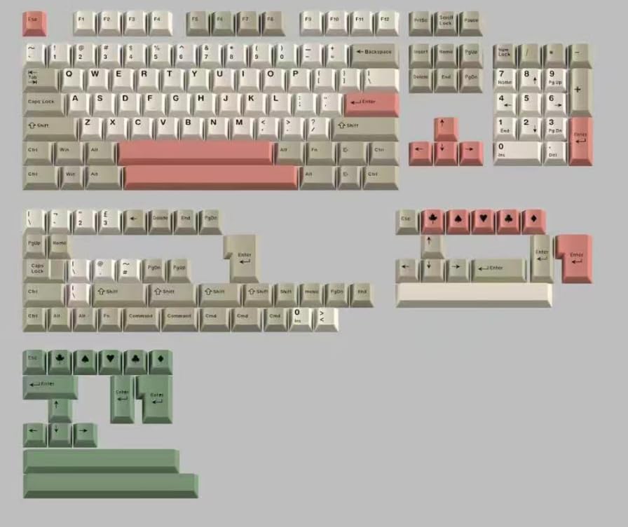 Image of PBT Retro Keycaps, Cherry Profile Double Shot 9009 Keycaps Set, 178 Key Custom Key caps for MX Switches Mechanical Keyboard(9009)