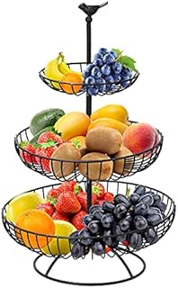 Perome 3 Tier Metal Fruit Basket, Fruit Basket Stand, Fruit Holder for Storage Basket, Bread Basket, Fruit Basket, for Kitchen, Living Room