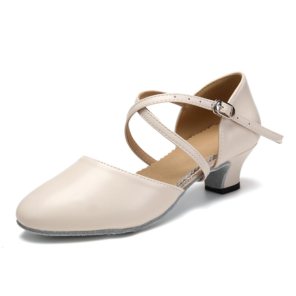 SWDZM Tanzschuhe Damen Latein Geschlossen Glattleder Salsa Character Tango Ballsaal