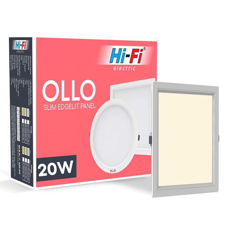 Image of Hi-Fi OLLO 20-watt Square LED Downlighter | LED Ceiling Light for Home and Hall | Cut Out: 68 mm, Color: Warm White Light, (3000K) Pack of 1-Polycarbonate
