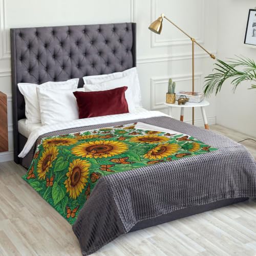 Couverture de printemps jaune drap de lit doux motif papillon - 3