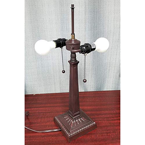 Amora Lighting Tiffany Style Table Lamp Banker Mission 22″ Tall Stained Glass Frost Ivory Light #TOP5