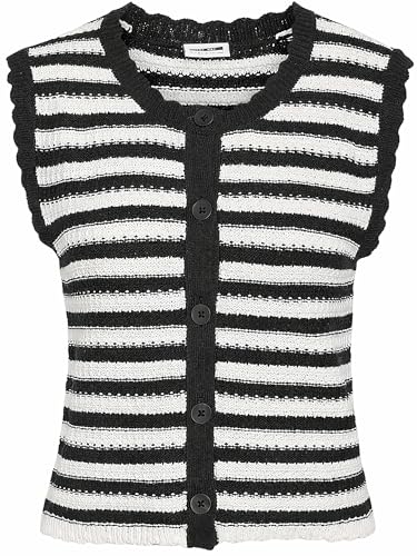 Gilet en tricot rayé NOISY MAY pour femme avec col rond et coupe droite décontractée