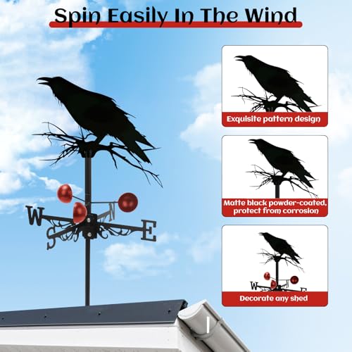 image for Domigard Crow Metal Weather Vane, Personalized Weathervane Wind Direct