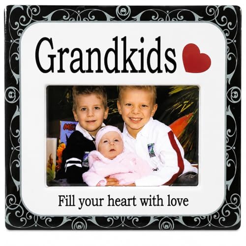 Grandma Picture Frame Gift from Grandkids – Grandchildren Fill Your Heart with Love Photo Frame – Holds 4x6 Picture – Grandma Keepsake Gift from Grandchildren – Tabletop Easel Frame 7.25 x 8 Inch