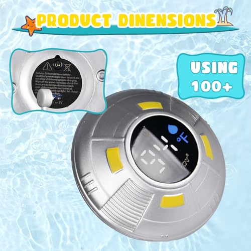 Image of Baby Bath Thermometer - Digital Floating Water Thermometer with LED Display & Color Temperature Alerts, Rechargeable Bath Toy for Infant Bathtub Safety, Newborn Bath Essentials Gift