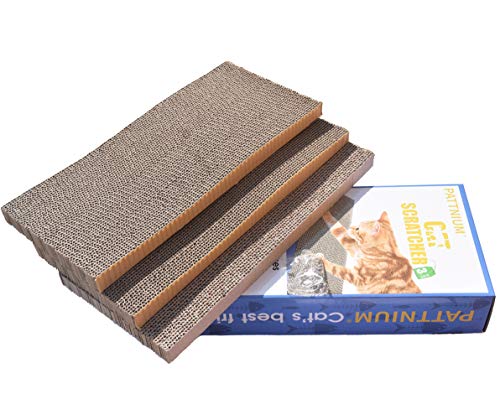 PATTNIUM 3 in 1 Corrugated Cat Scratcher Cardboard Scratching Pad Toys with Catnip