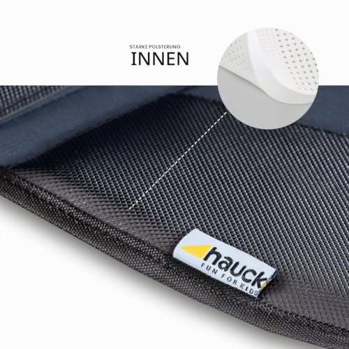 hauck Sit on Me Deluxe, Schwarz - Universal Kindersitzunterlage Autositzschoner 120 x 46 cm, Isofix Geeignet, Wasserabweisend, Sitzschutz Sitzschoner Auto Kindersitz mit Netztaschen
