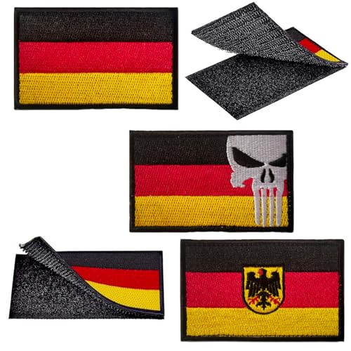 3 Stück Deutschland Patch,Deutschland Patch Klett, Deutsch Flaggen Patches,Gestickt Abzeichen mit Klett Deutsch Applikationen für Kleidung Taschen Uniform Bundeswehr Militär Taktisch