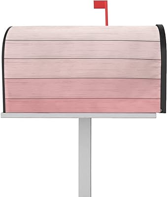 Magnetic Mailbox Cover Light Pink Gradient Wood Grain Standard Size Removable Post Letter Box Cover Waterproof Garden Yard Outdoor Decoration