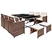 Homall 11 Pieces Patio Dining Sets Outdoor Furniture Patio Wicker Rattan Chairs and Tempered Glass Table Sectional Set Conversation Set Cushioned with Ottoman (Brown)