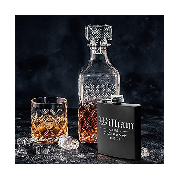 Juego de 6, Set de 3, único personalizado – Termo, Groomsmen regalo, personalizado Groomsman frascos, boda, regalos, Mate Negro, diseño 3 - Imagen 6