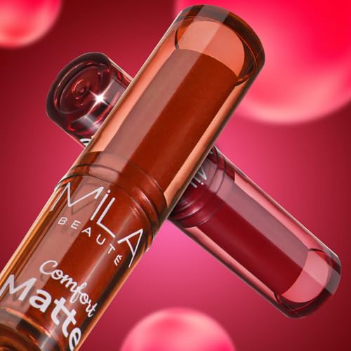 Image of Mila Beaute Creamy Comfort Matte Long-Lasting Lipstick for Women | Highly Pigmented & Hydrating Lipstick with Jojoba | Single Swipe Application | Suitable for Indian Skin Tones - DEEP WINE