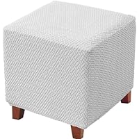 Hockerbezug 40x40 Cm Jacquard - Waschbarer Schonbezug Für Ottomane & Fußhocker