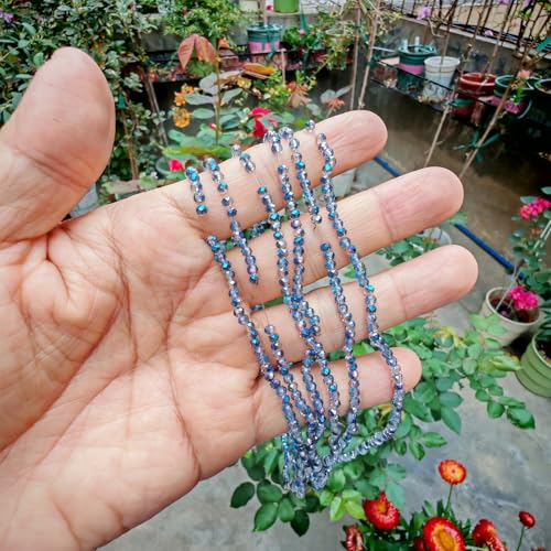 Image of 2mm Rondelle Glass Beads for Jewelry Making, Faceted Briolette Crytal Spacer Beads for Bracelet Necklace Earring, Translucent Blue 1200pcs