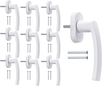 Stahlia Window Handles White (Pack of 10) Standard Aluminium Balcony Door Handle Exterior Patio Door Handle Window Fittings Grid Olive Window Replacement Parts
