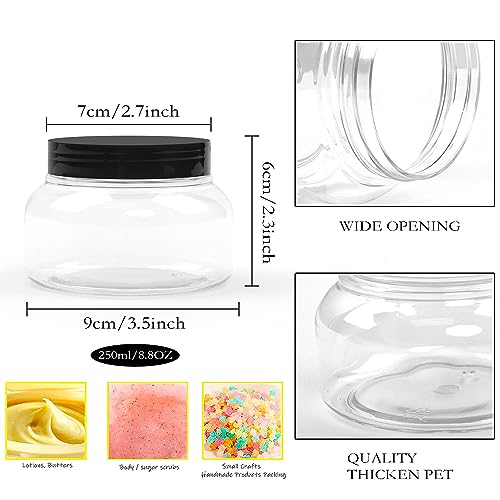 8 oz Clear Plastic Jars with Lids - BPA Free PET Food-Grade Containers - Perfect for Cosmetics, Storage, Crafts, Slime - Wide Mouth, Screw Top, Set of 12 - Mason Style, Easy-to-Clean, Leakproof2