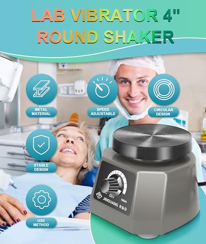 Laborvibrator, 10,2 Cm, Runder Schüttler, Gipsmischmaschine mit Runder Platte, Zahnarztvibratoren, Laborgerätemaschine, Gipsvibratorplatte Zum Mischen von Gips, (EU-Stecker 220V)