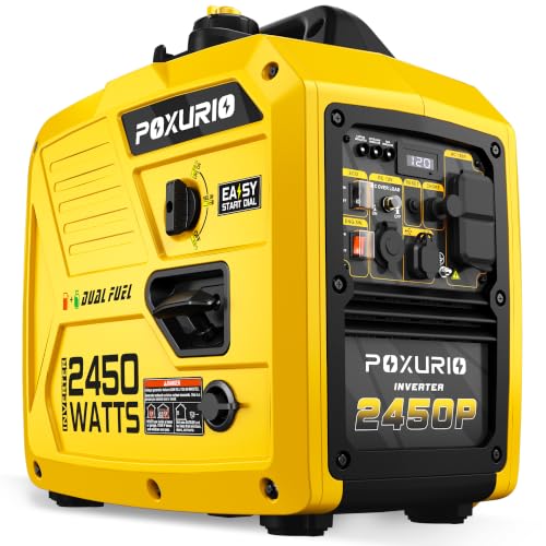 Generador Inversor de Combustible Dual POXURIO 2450W, Tanque de 6L, 120V, Super Silencioso, Azul miniatura 1