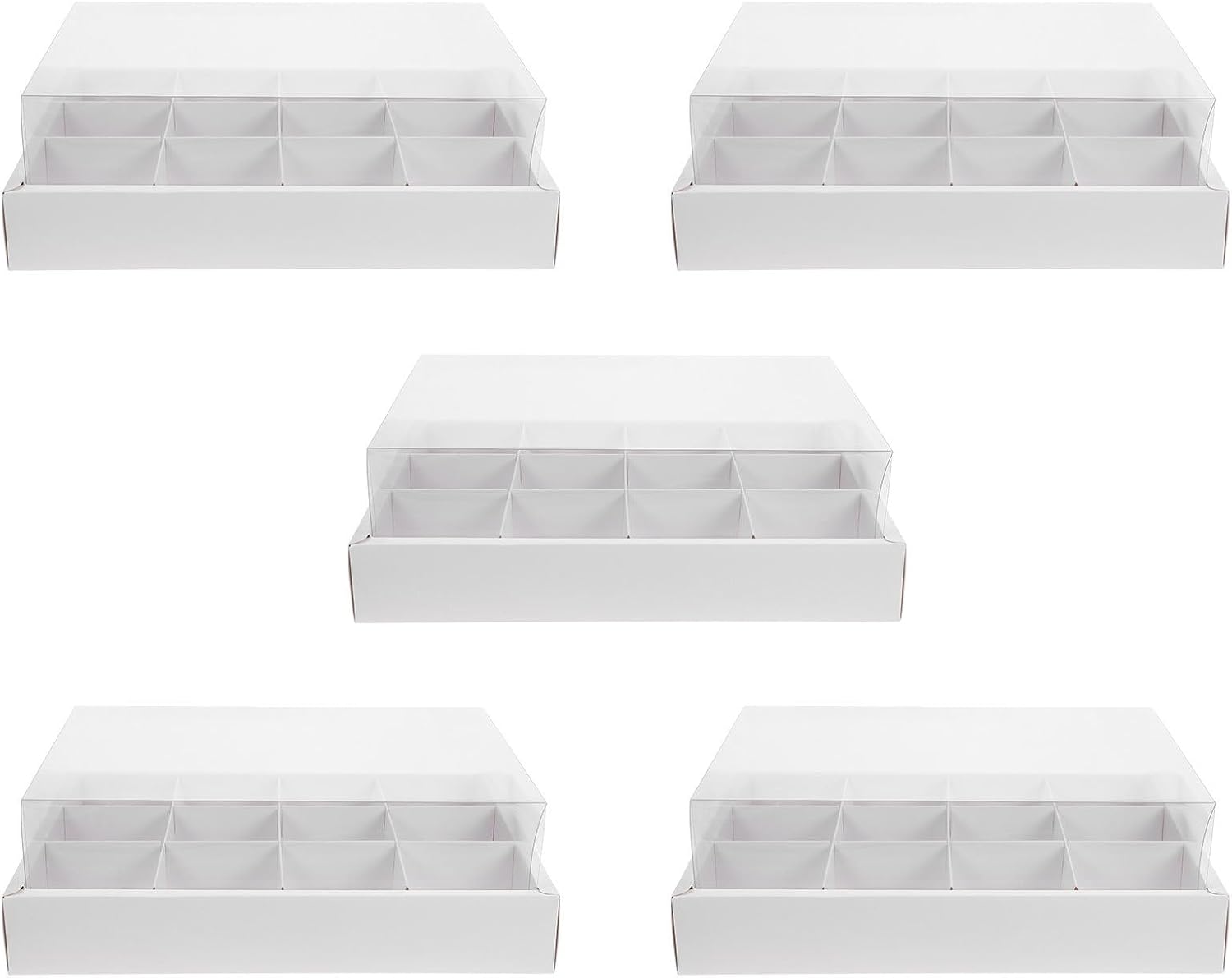 Uonlytech 12-count Cupcake Boxes with Lids, White Cardboard Cake Carriers, 12-compartment Paper Cupcake Holders for Bakery and Party Dessert Storage, 5pcs