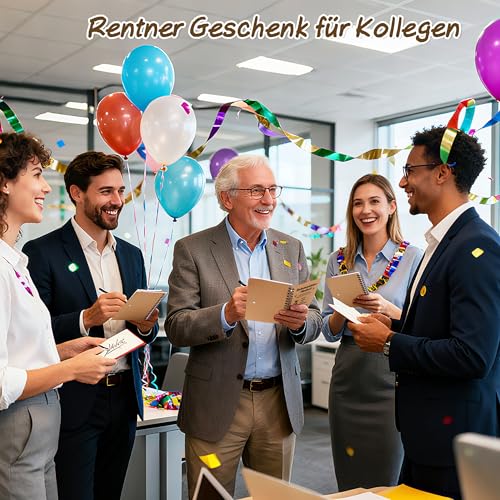 ZJTAPE Rentner Geschenk - Abschiedsgeschenk Kollegen, Renteneintritt Abschied Geschenk Notizbuch und Abschiedskarte mit Trockenblumenstrau, Lustige Ruhestand Geschenke für Mann Frau Kollege Freunde