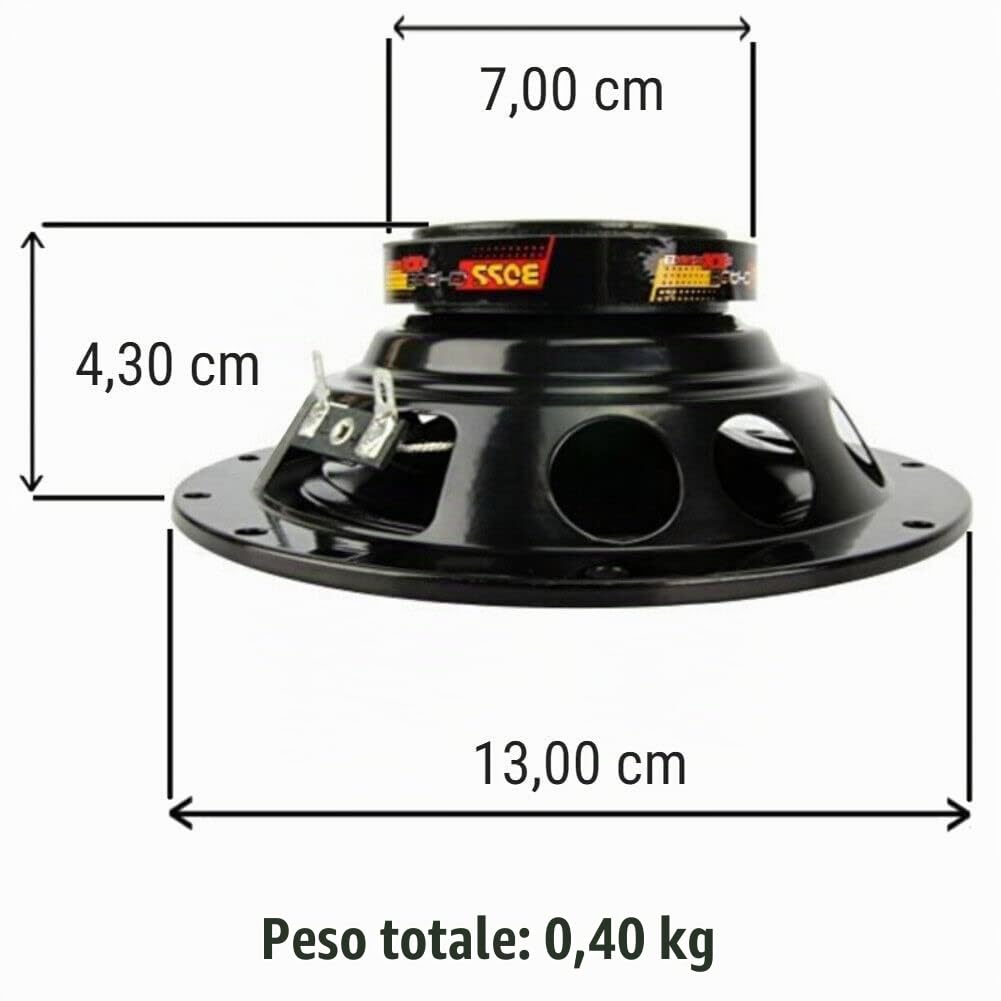 KIT SET PER BOSS AUDIO SYSTEMS CH5530 2 altoparlanti a 3 vie triassiali da 13 cm 130 mm 5", da 115 watt rms 225 watt max, predisposizione auto, portiere e sportelli, a coppia