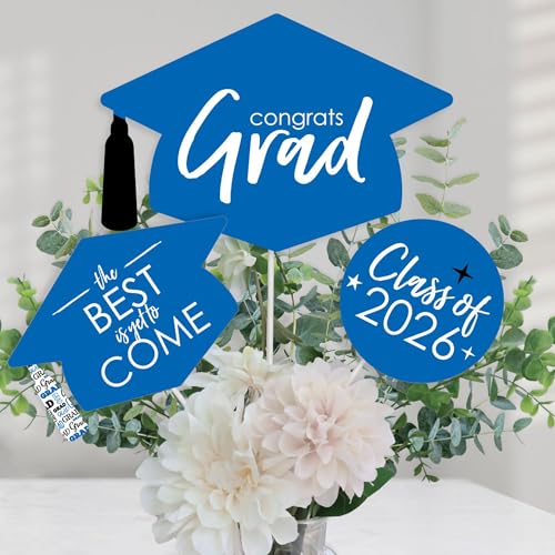 Big Dot of Happiness Blue 2026 Graduation Party Centerpiece Sticks - Table Toppers - Set of 15