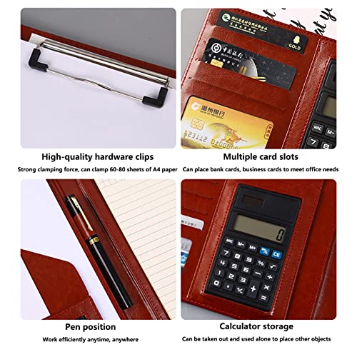 Business Portfolio A4 Padfolio Multifunctional Folder Conference Binder Leather Document Briefcase File Organizer With Calculator For Women Men Refillable 25 Sheets 4 Pack (Color : Brown) #TOP4