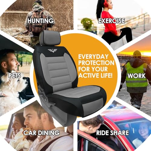 Image of LPI Truck Heavy Duty Premium Truck Seat Covers for Front Seats, For Full-Size Truck SUV, Padded Seat Cover with Bottom Wrap-around, Front Seat Protector; Front & Rear Storage Pockets, Waterproof, 2 pc