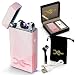ETERNITY Lighters™: Flameless Electronic Rechargeable Windproof Premium Cigarette or Candle Lighter with Dual Arc, USB Cord, Brush, and Bag in Gift Box (Pink Diamond)