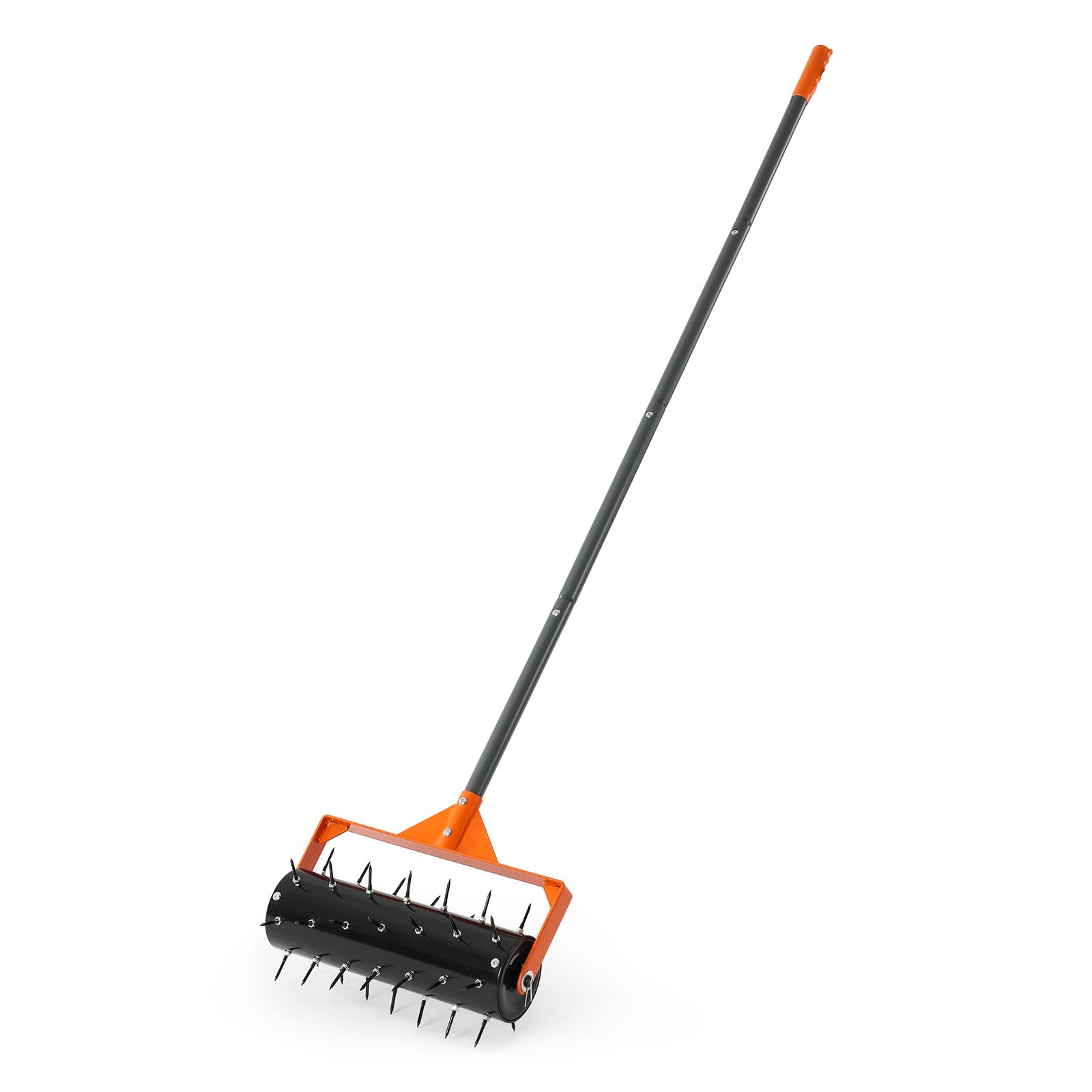 VEVOR Napowietrzacz do trawnika, ręczny napowietrzacz 38 cm z 42 kolcami i długim uchwytem 152 cm, bęben do napełniania dla dodatkowej wagi, wytrzymały penetrator gleby do trawnika, do zagęszczonych