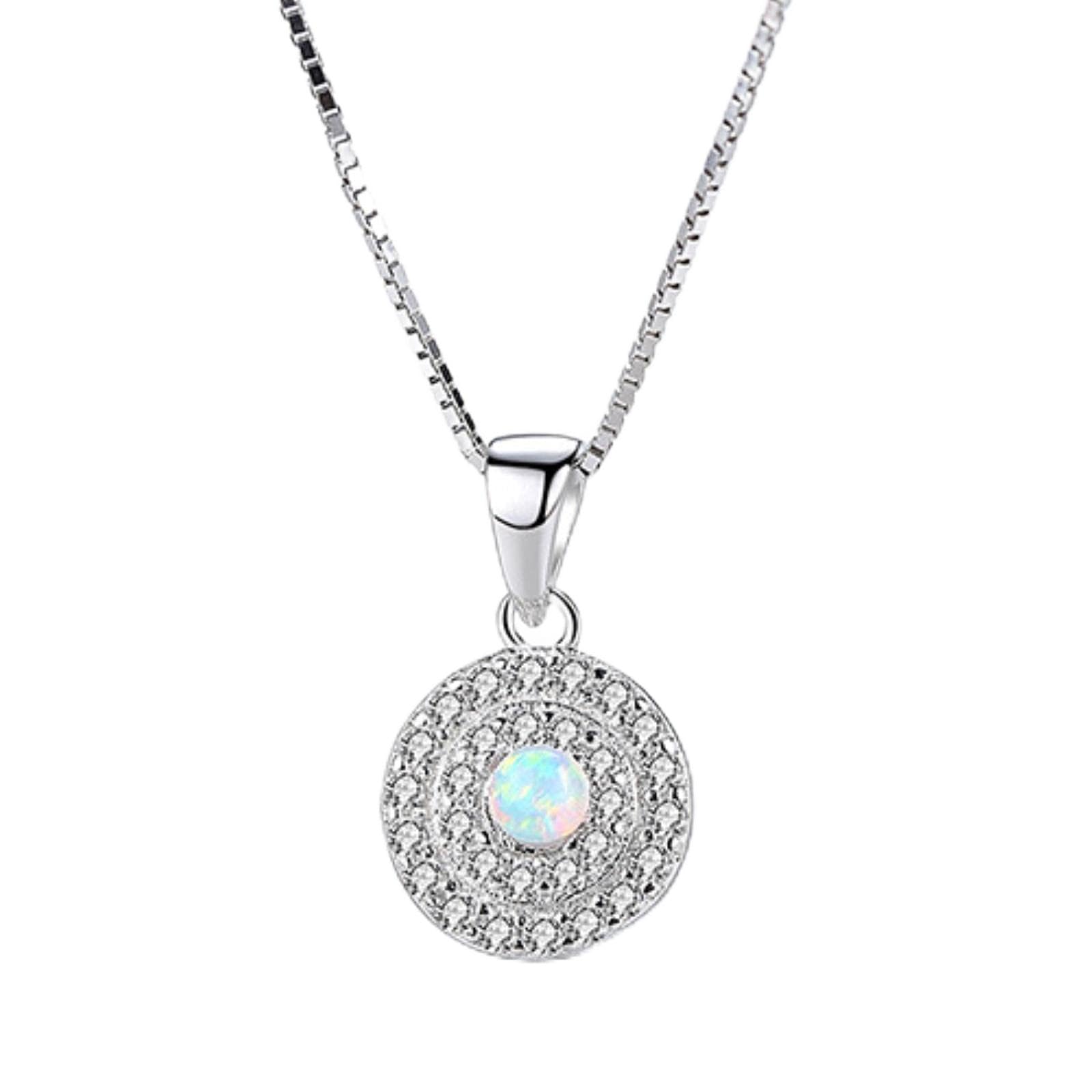 Bijoux fins en argent sterling 925 avec pendentif opale rond - 5