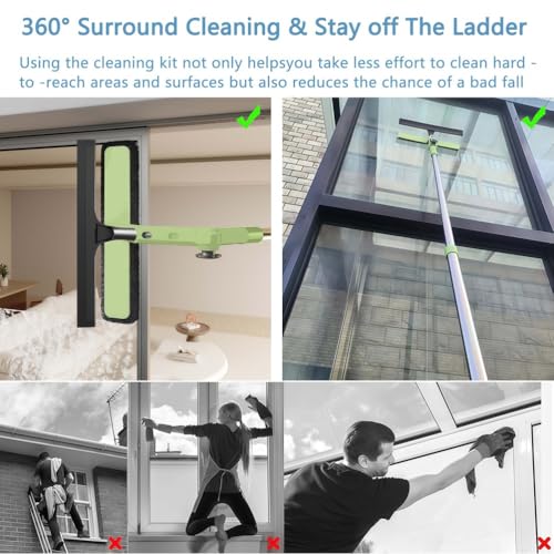Raspador de ventana profesional con barra extensible para limpiar cristales altos 3