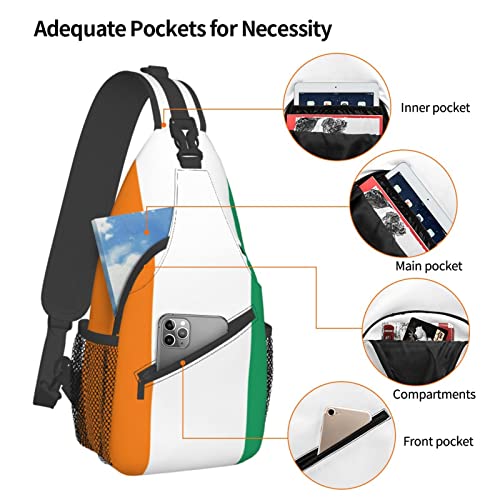 Mochila bandolera unisex negra para senderismo miniatura 5