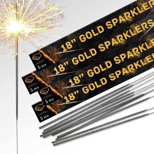 30 x Gold spraklers (18") Perfect for Weddings Birthday Parties Halloween Bonfire Night Christmas and New Year - 6 Packs (30 Sparklers) (30)