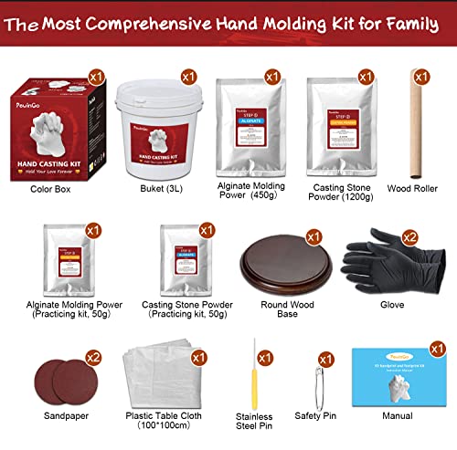 Hand Casting Kit 3D,Pewingo Plaster Hand Mold Casting Kit|Hand Mold Kit Couples,Diy Gifts Ideas For Couples,Valentines,Engagement,Anniversary,Family,Child,Wedding,Boy/Girlfriend #TOP1