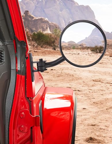 image for JOYTUTUS Upgraded Round Wrangler Mirrors Doors Off Compatible with Wra