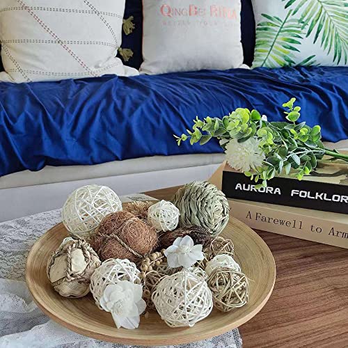Qingbei Rina Brown Decorative Balls,Assorted Wicker Rattan Balls,Spring Bowl Vase Fillers For Centerpieces,Decorative Orbs Woven Spheres,Home Table Party Decor,Gifts For Mom #TOP4