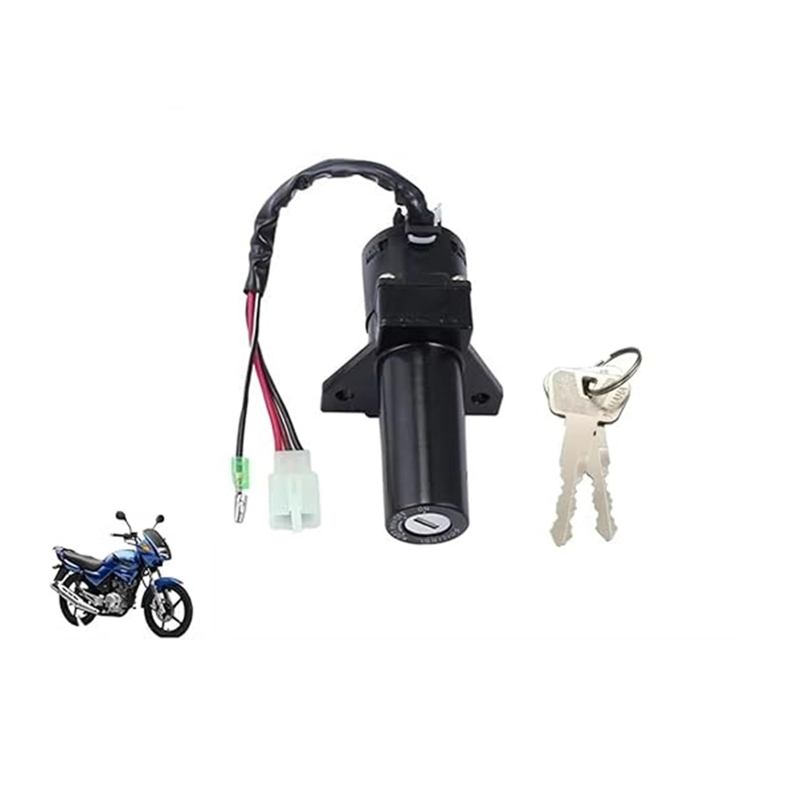 Cerradura De Encendido Principales Arranque Interruptor Encendido Motocicleta Tanque Combustible Cerradura Cubierta Lateral Llaves para YBR125 para JYM125 2006-2012(4 Wires)
