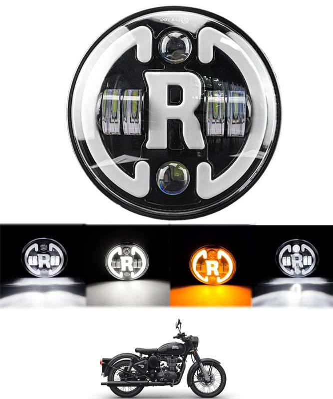 RKPSP 7" R Alphabhet LED Headlight RoyalEnfieldClassic350,Standard