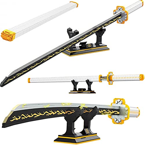 Kravkind 39inch for Sword Building BlockModel Samurai Sword Set withScabbard and Stand Best Gift for AnimeFans