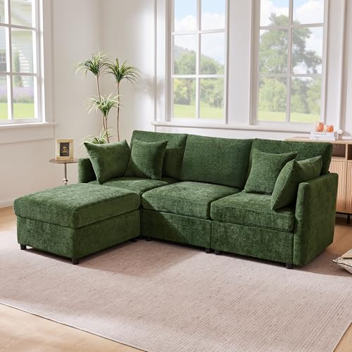 Canapé d’angle modulable 3 places chenille, Yihomfy
