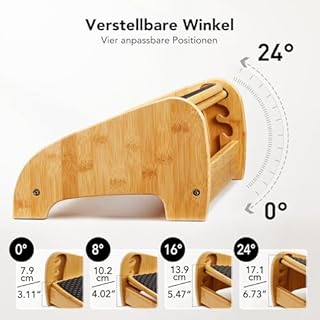 HUANUO Poggiapiedi Scrivania Bambù, Poggiapiedi Ergonomico con 4 Opzioni di Altezza e Angoli Regolabili, Superficie Massaggio Ciottoli, Antiscivolo per Migliorare Postura, Casa e Ufficio