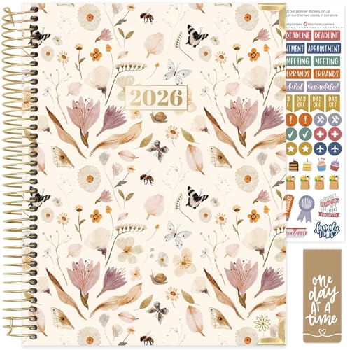 bloom daily planners HARDCOVER 2026 Planner (January to December) - 8.5” x 11” Weekly & Monthly Dated Agenda Organizer Book with Stickers & Tabs - Butterfly Garden